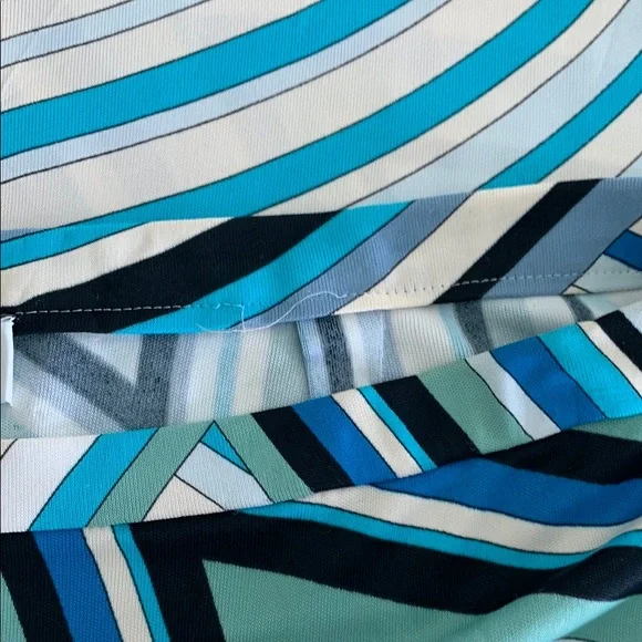 Striped Blue and White Midi Skirt - Picture 9 of 13